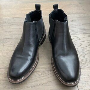 Kenneth Cole New York Bennett Chelsea Leather Boots Black Sz 8